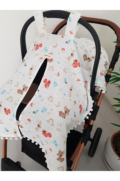 ilkimbebe Squirrel Pompom Baby Stroller Cover