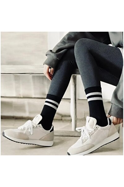 bglife Tennis Socks 3-Piece Striped Black Unisex Cotton Socks