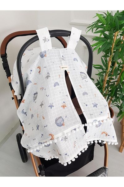 ilkimbebe Full Moon Pompom Baby Stroller Cover