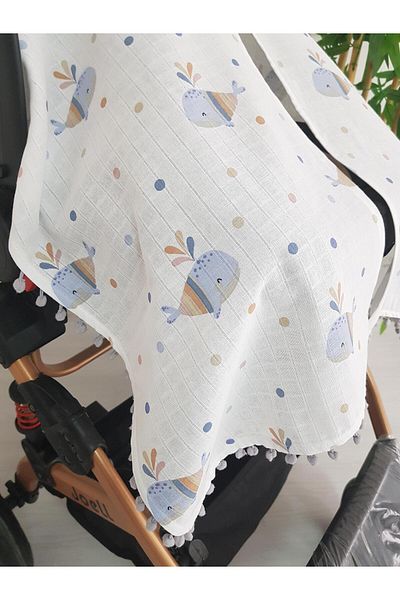 ilkimbebe Whale Pompom Baby Stroller Cover