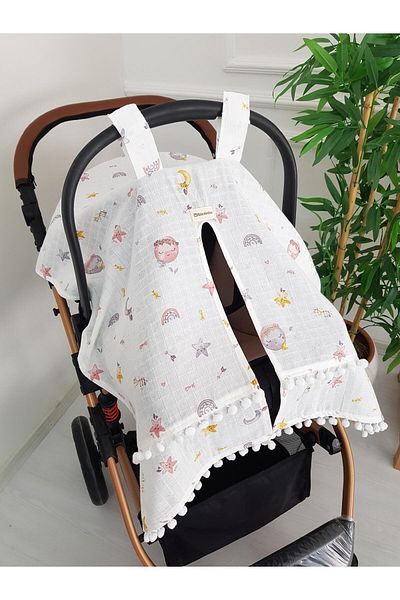 ilkimbebe Full Moon Pompom Baby Stroller Cover
