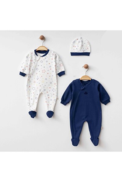 ESLENZA YILDIZ BASKILI İKİLİ TULUM SET LACİVERT