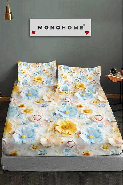 MonoHome 100% Cotton Fitted Sheet Special Design 5D Digital 60 Wire Spring