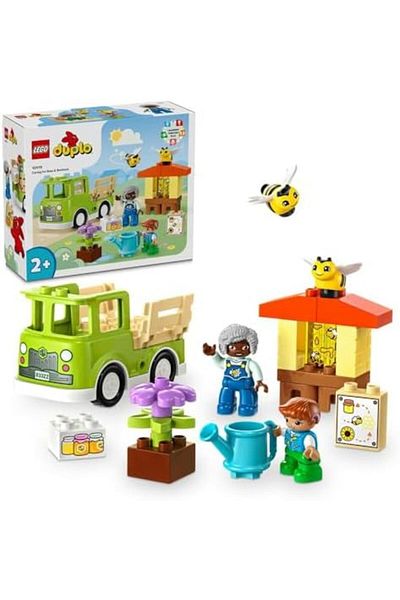 LEGO DUPLO Town Caring for Bees & Beehives, Kids’ Learning Toy with Drivable Truck, Beehive and 2