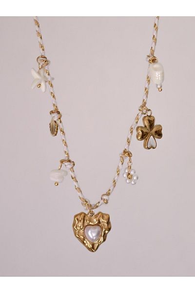 Reorah Collection Heart's Glow Macrame Steel Necklace