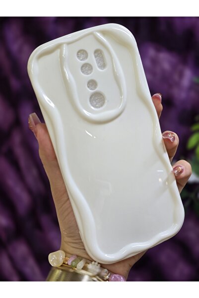 Magic Ring Xiaomi Redmi Note 8 PRO Uyumlu 3D Dalga Kenarlı Beyaz Telefon Kılıfı