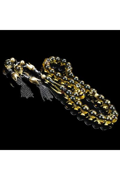 TESBİHCİBABA Lithuanian Gold Fossil Drop Amber Prayer Beads