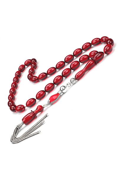 TESBİHCİBABA Blood Red Fire Amber Prayer Beads