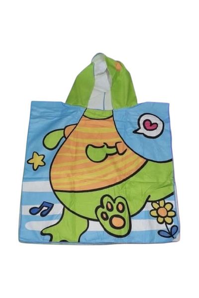 BaoBao Children's poncho towel with hood - cheerful dinosaur pattern, 56x60 cm