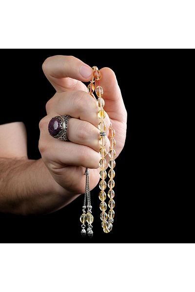 TESBİHCİBABA Each One Fossil Bezi Cut Drop Amber Prayer Beads