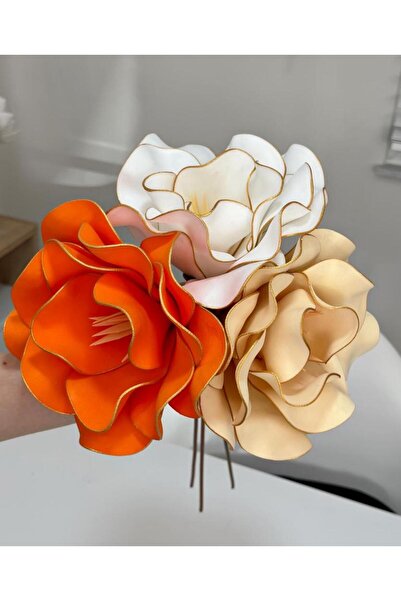 Pembeli Kızın Butiği 3'LÜ LATEKS EVA ÇİÇEK TURUNCU-BEYAZ-KAVUN İÇİ