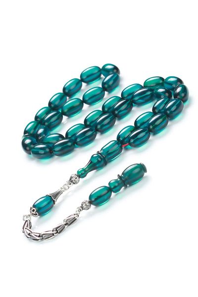 TESBİHCİBABA Chain Tassel Petrol Blue Crimping Amber Prayer Beads