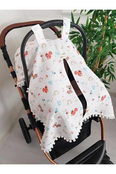 ilkimbebe Squirrel Pompom Baby Stroller Cover
