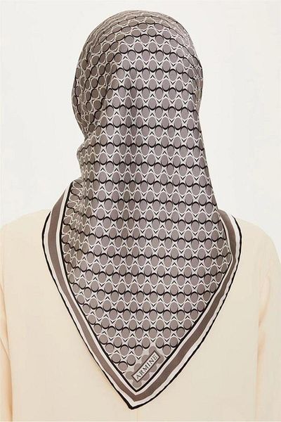 Armine Silk Scarf 2025 Winter - 9226-81 Gray Twill