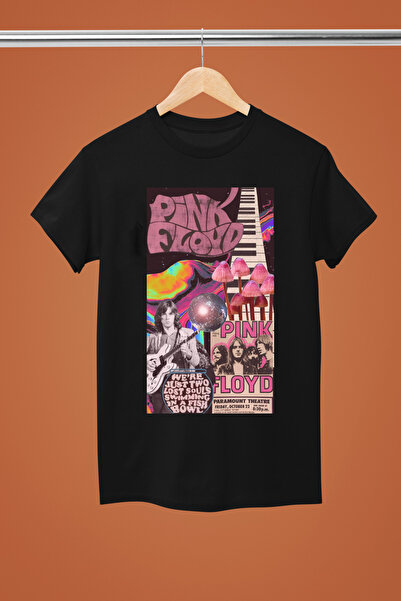 MAGORS تيشيرت روك من القطن مطبوع بأكمام قصيرة من بينك فلويد