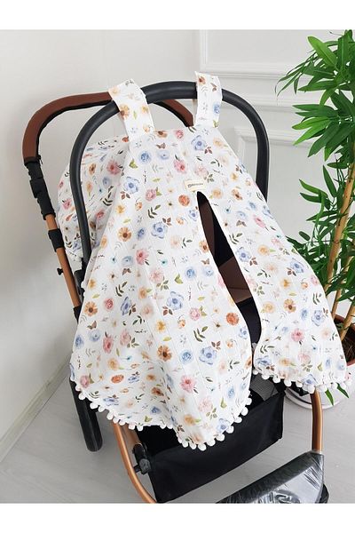 ilkimbebe Floral Pompom Baby Stroller Cover