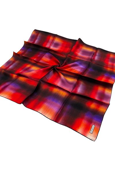 Armine Silk Scarf 2025 Winter - 9229-51 Purple Black Twill