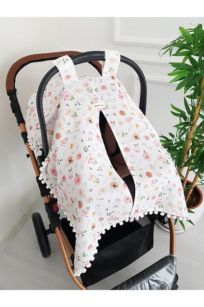 ilkimbebe Floral Pompom Baby Stroller Cover