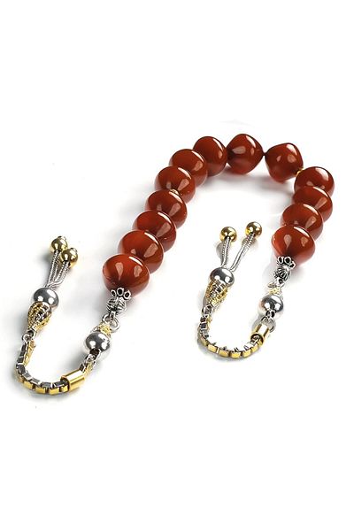 TESBİHCİBABA Alkan Master Craftsmanship Istanbul Cut Crimping Amber Zaza Prayer Beads