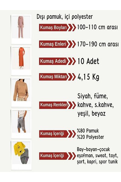 Yiğit Kumaş No Knee 2 Thread Fabric Set, Sizes 100-110 Cm, 10 Pieces