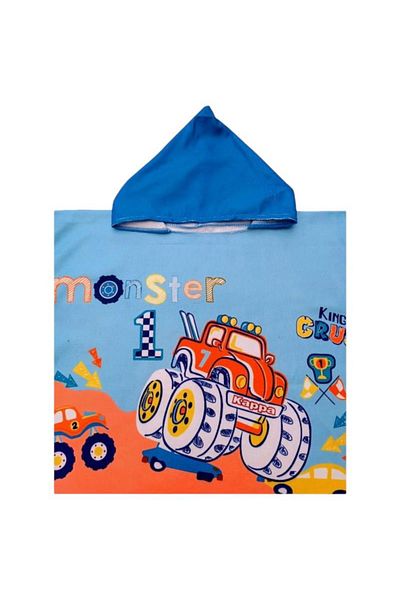 BaoBao Children's hooded poncho towel - Monster Truck model, 56x60 cm
