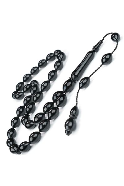 TESBİHCİBABA Black Gold - Plain Cut Stone Prayer Beads