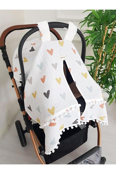 ilkimbebe Heart Pompom Baby Stroller Cover