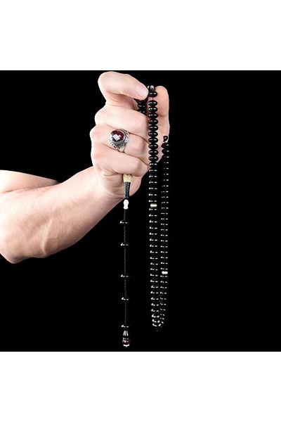 TESBİHCİBABA Lentil Cut Handcrafted Ebony Prayer Prayer Beads