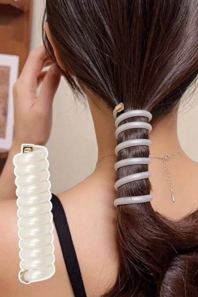 shai مشبك حلزوني زنبركي مكون من قطعتين باللون الأبيض