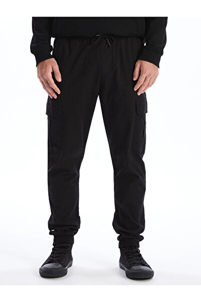 LC Waikiki Ανδρικό παντελόνι Jogger XSIDE Μαύρο Standard Fit Gabardine