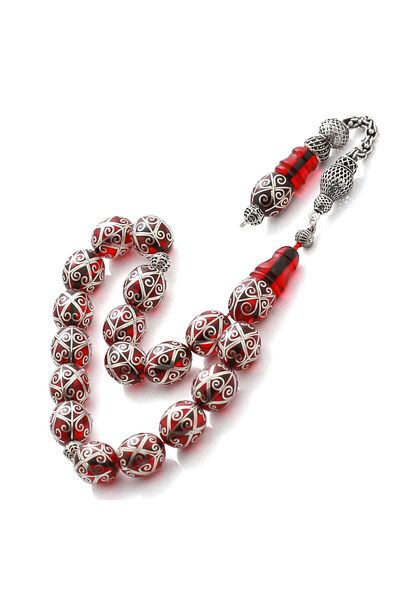 TESBİHCİBABA Handmade Eye Nuru Special Processing Fire Amber Prayer Beads