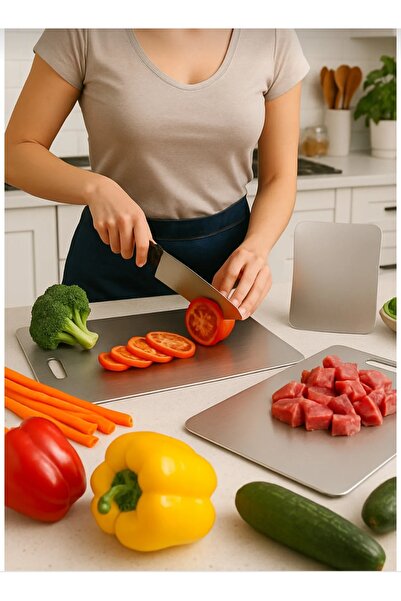 BİMOTE 2'li Paslanmaz Çelik Kesim Tahtası