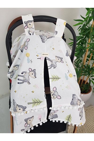 ilkimbebe Wooded Gazelle Pompom Baby Stroller Cover