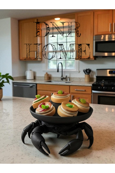 DNRYSL Dekoratif Yengeç Figürlü Organizer, Espresso Kahve Kapsülü ve Atıştırmalık Sunum Tabağı 16x16 cm.