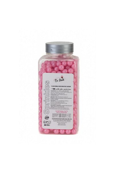 Dr. Gusto 8 mm Pink Sugar Beads 250 g – Cake and Dessert Decoration Sugar
