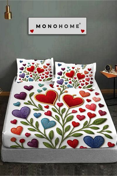 MonoHome 100% Cotton Fitted Sheet Special Design 5D Digital 60 Wire Hearted Nakkaş