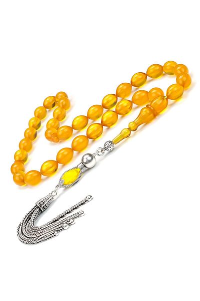 TESBİHCİBABA Smoky Lemon Yellow Squeeze Amber Prayer Beads
