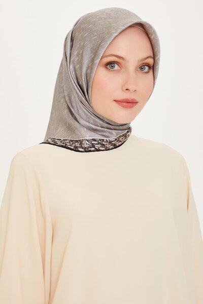 Armine وشاح حريري لشتاء 2025 - 9230-02 قطني رمادي فاتح