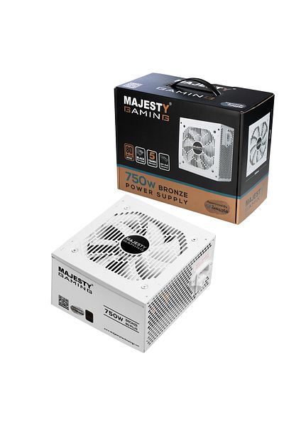 majesty ماجيستي باور سبلاي 750W برونز | دعم RTX 50 | ATX 3.0 وPCIe 5.0 | كفاءة 80+ Bronze | هادئ وغير معياري