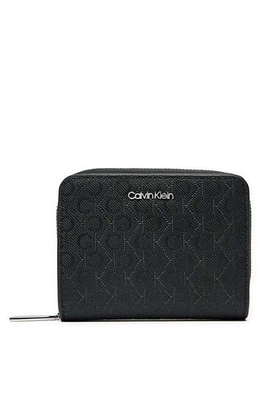 Calvin Klein Women's Monogram Logo Leather Black Wallet