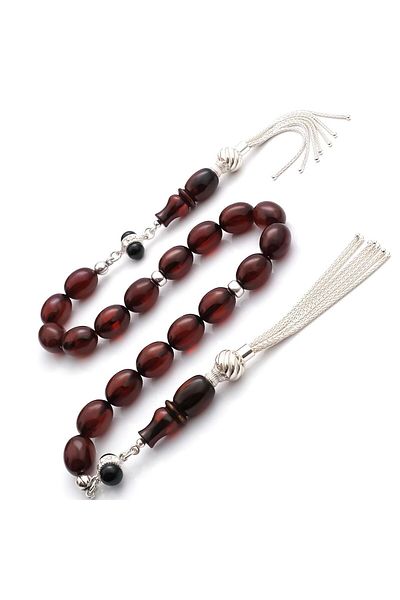 TESBİHCİBABA Squeeze Amber Zaza Prayer Beads with Silver Design