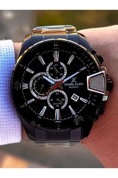 Daniel Klein Calendar Inner Functions Active Steel Band 30 Mt Water Resistant Men Wristwatch Vs.Blkt.0466