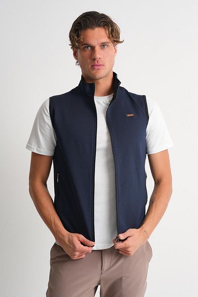 ALEXANDERGARDI Stand Collar Zippered Side Pocket Sleeveless Vest
