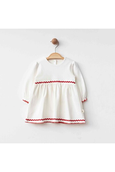 ESLENZA فستان إكرو بتفاصيل طريق الماء الأحمر للفتيات الصغيرات