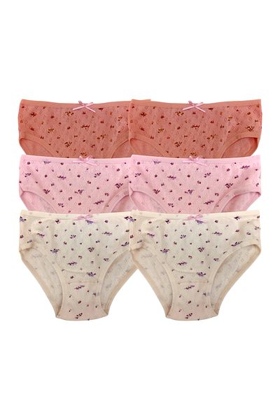 TEKKAPLAN 6-Piece Girl's Jacquard Patterned Panties