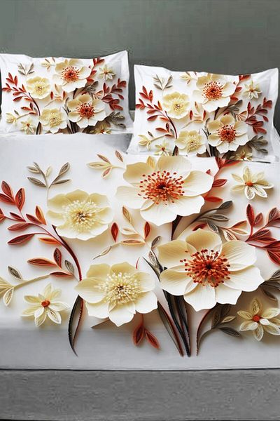 MonoHome 100% Cotton Fitted Sheet Special Design 5D Digital 60 Wire Lotus