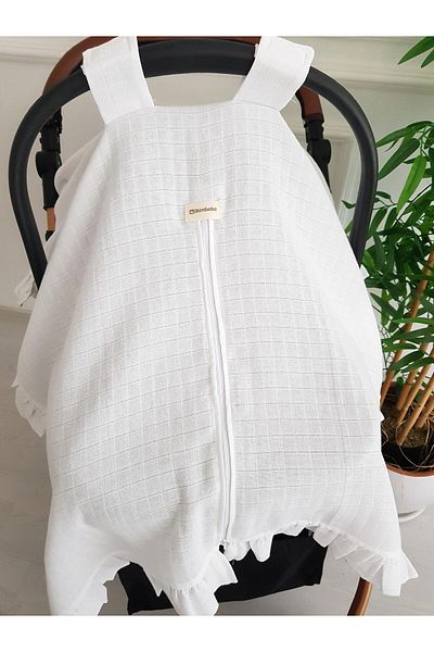 ilkimbebe Muslin zippered frilly baby stroller cover