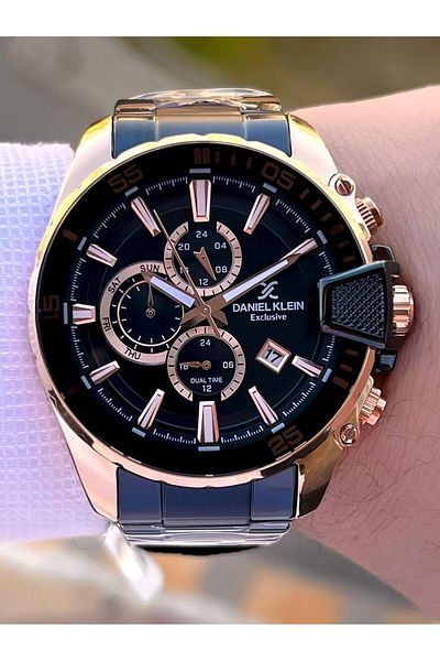 Daniel Klein Calendar Inner Functions Active Steel Band 30 Mt Water Resistant Men Wristwatch Vs.Blkt.0465