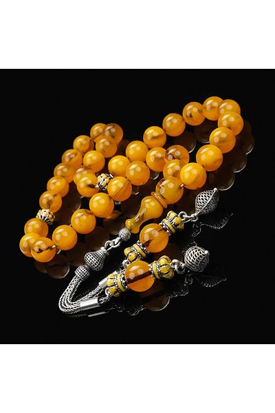 TESBİHCİBABA Master's Work Moire Structure Tightening Amber Prayer Beads