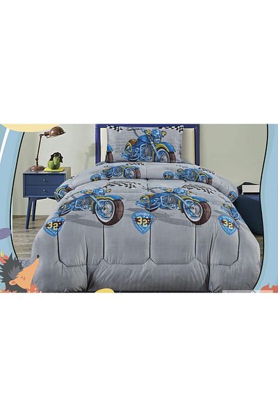 Moon Single Bed Sheet Filling, 3-Piece Reversible Cartoon Printed Quilt Set, for Your Child's Comfort